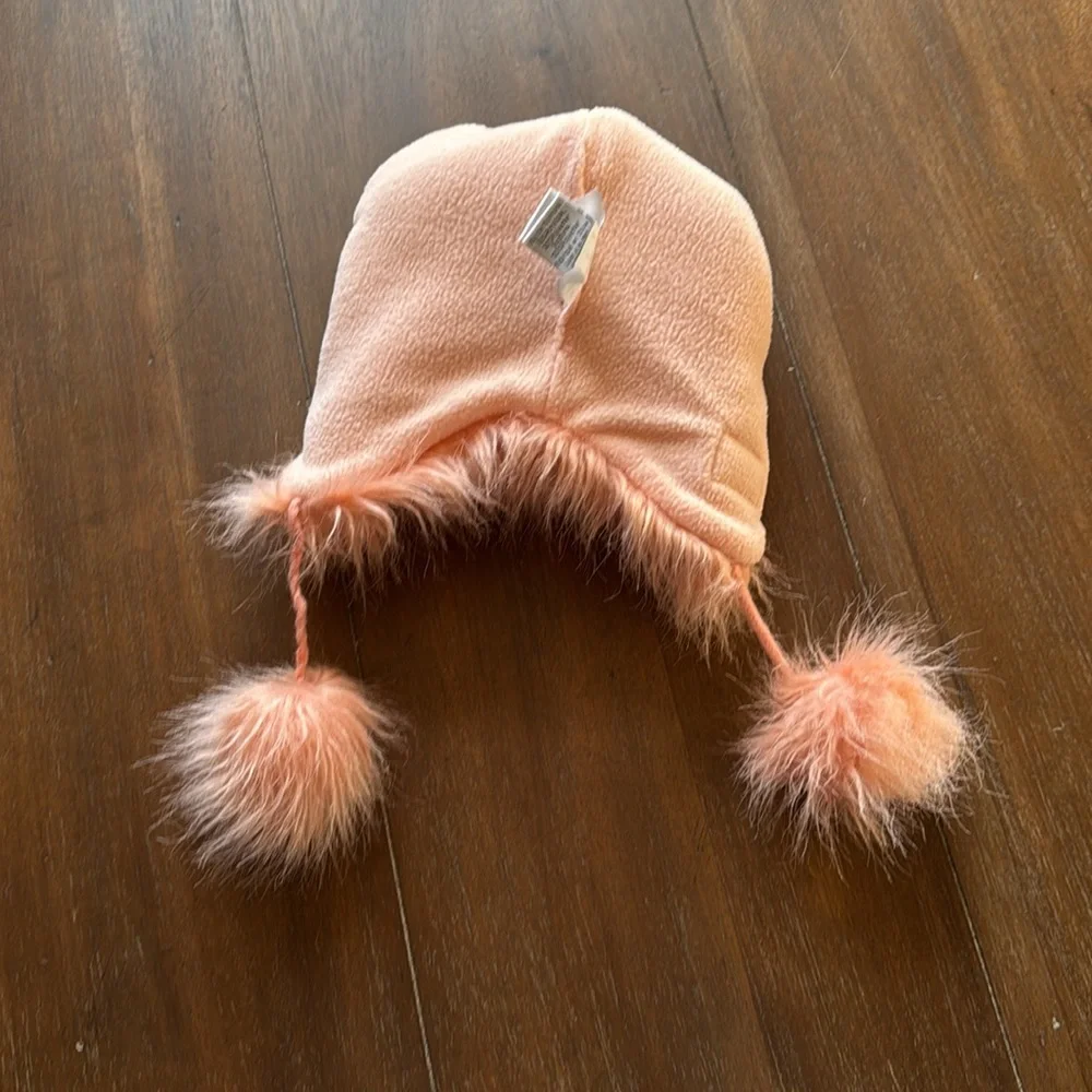 Appaman Girl's M(2Y/3Y/4Y) Rose Bloom Faux Fur Trapper Hat Cute Cat Ears Pom Pom